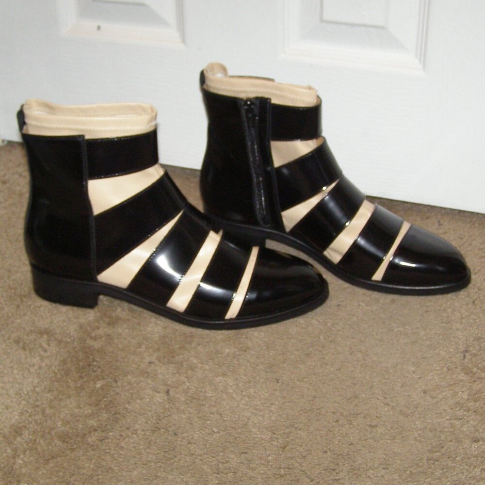 RARE MM6 Maison Martin Margiela Black and Beige Leather Cage Ankle Boots - Picture 6 of 13